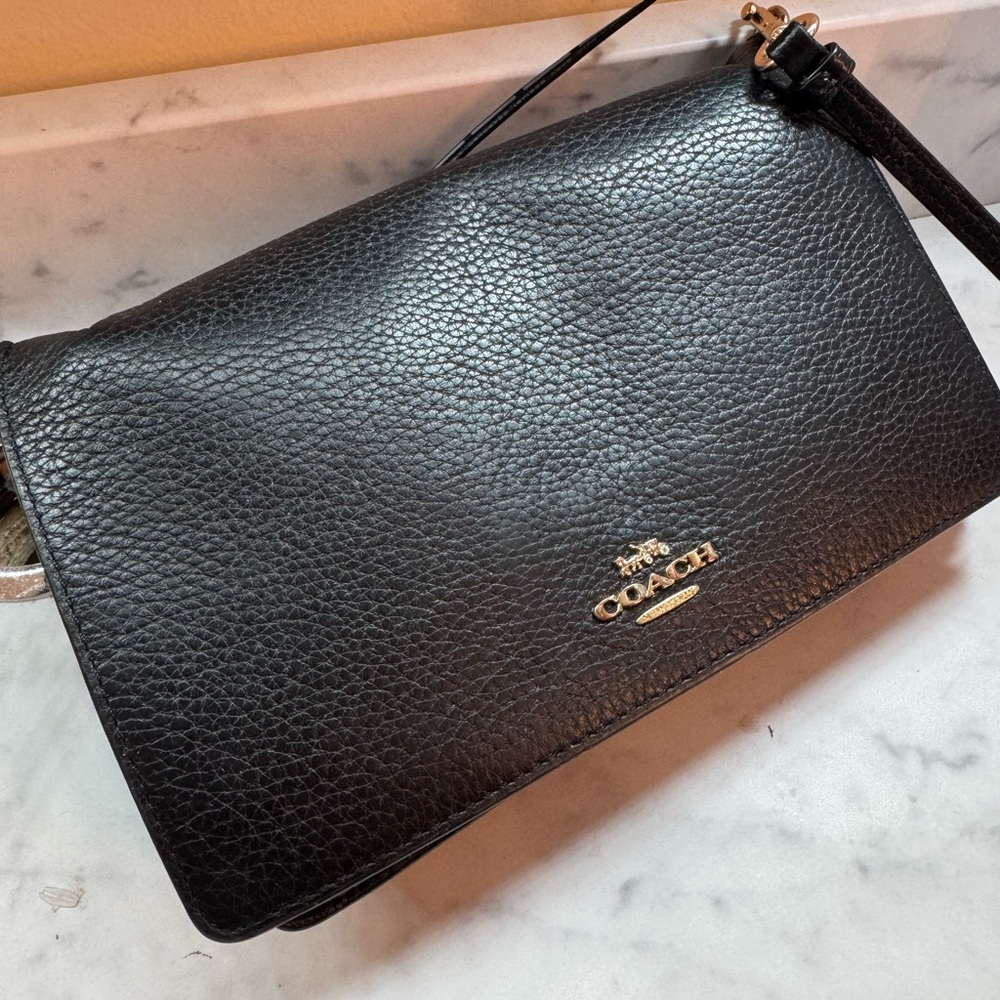 Coach Black Crossbody Bag Pebbled Leather